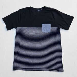 Black and Gray Striped Men's Shirt